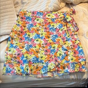 LOFT Asymmetrical Floral Skirt - Yellow, Blue, Orange